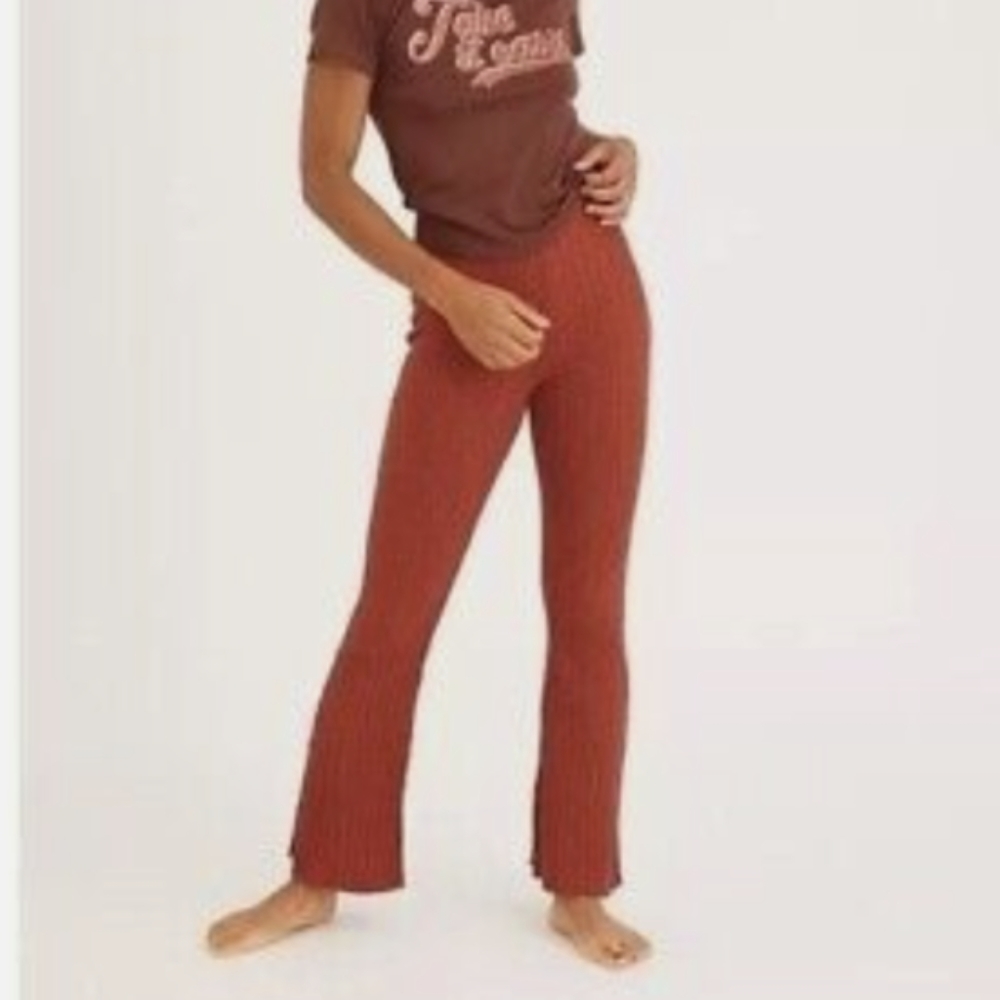 Urban Outfitters Ribbed Flare Pants Womens XL Burnt Orange Sweater Pants